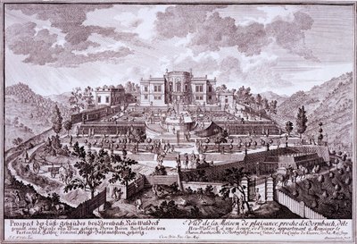 Jardin de plaisance et villa de campagne de Baton Bartholotti, chef des armées du Saint-Empire romain germanique, Dornach, vers 1719 - Austrian School